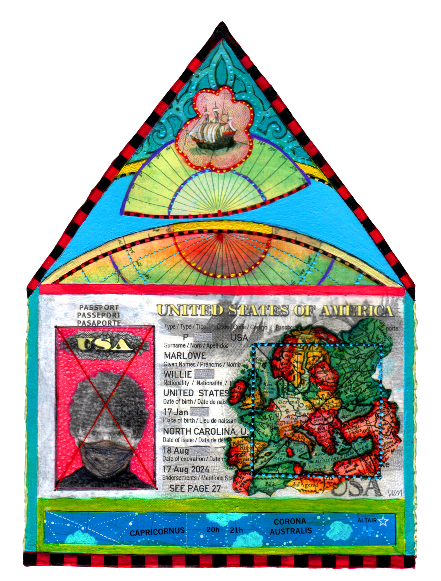 Willie Marlowe Passport Self-Portrait with Mask, No Travel, Covid Times #1