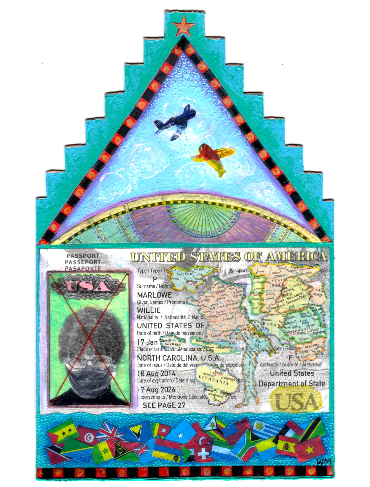 Willie Marlowe Passport Self-Portrait with Mask, No Travel, Covid Times #2