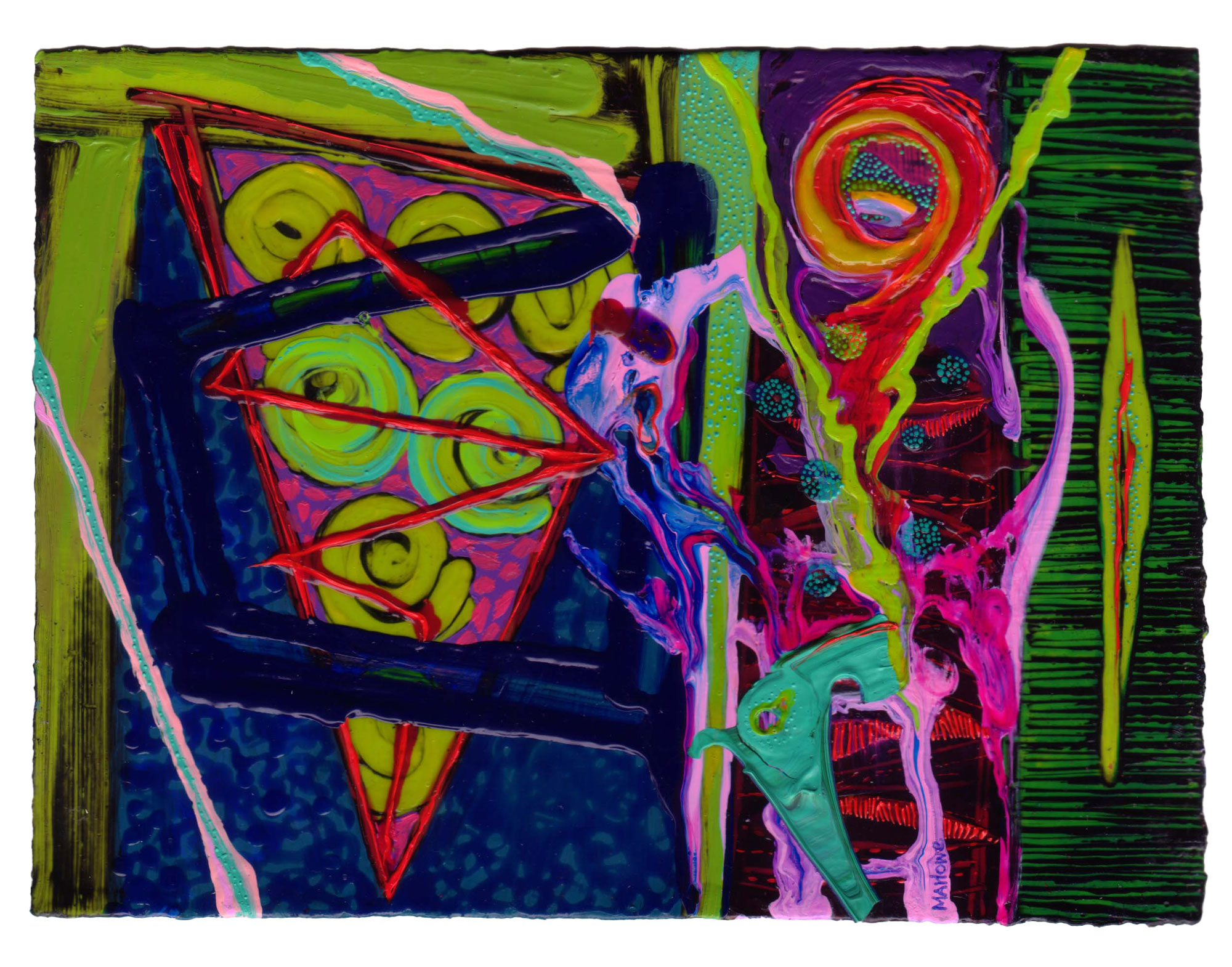 Willie Marlowe Triangle and Celtic Spirals painting